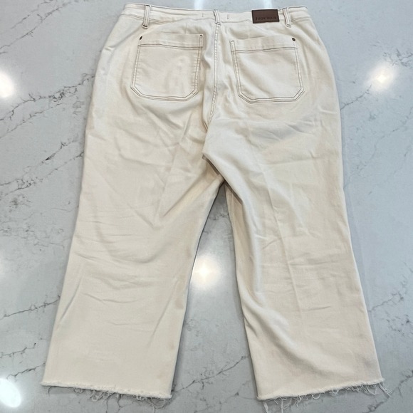 Judy Blue Wide Leg Crop Jeans Womens 20W Cream Ecru Cotton JB88950 C Raw Hem - Picture 2 of 12